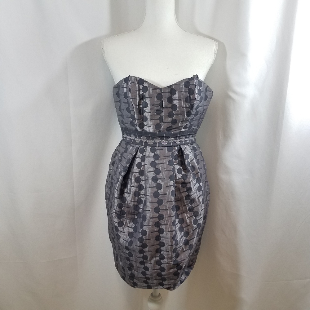Max and Cleo Grey Alissa Strapless Dress 0